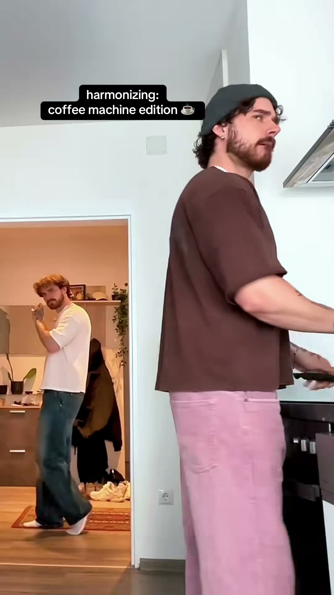 Coffee-themed social clip showing a layered vocal idea